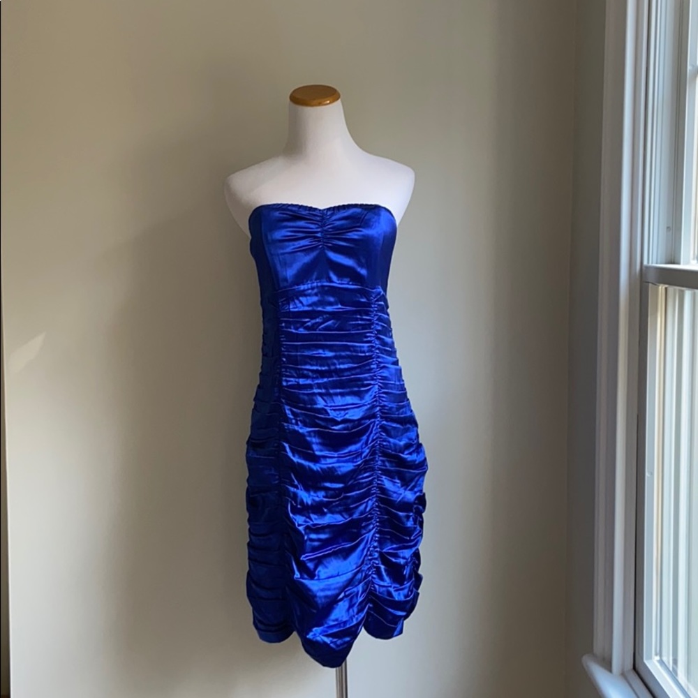 Silk and Spandex Blue Party Dress